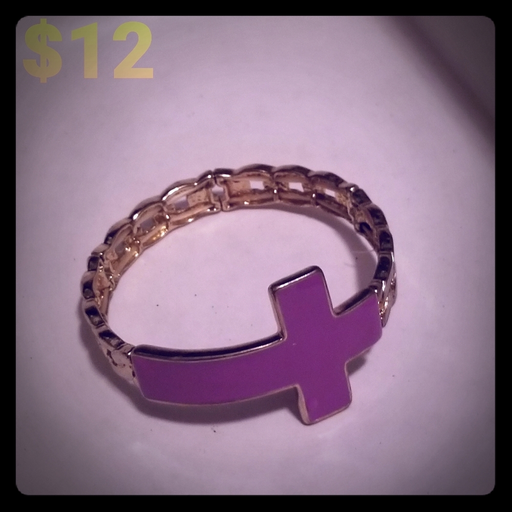 Gold Bracelet with Purple Cross